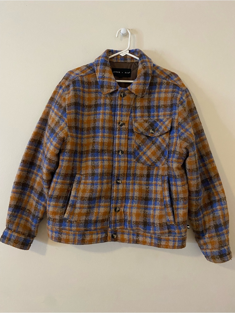 Edgar + Ash Fall Vibes Brown Blue Plaid Jacket
